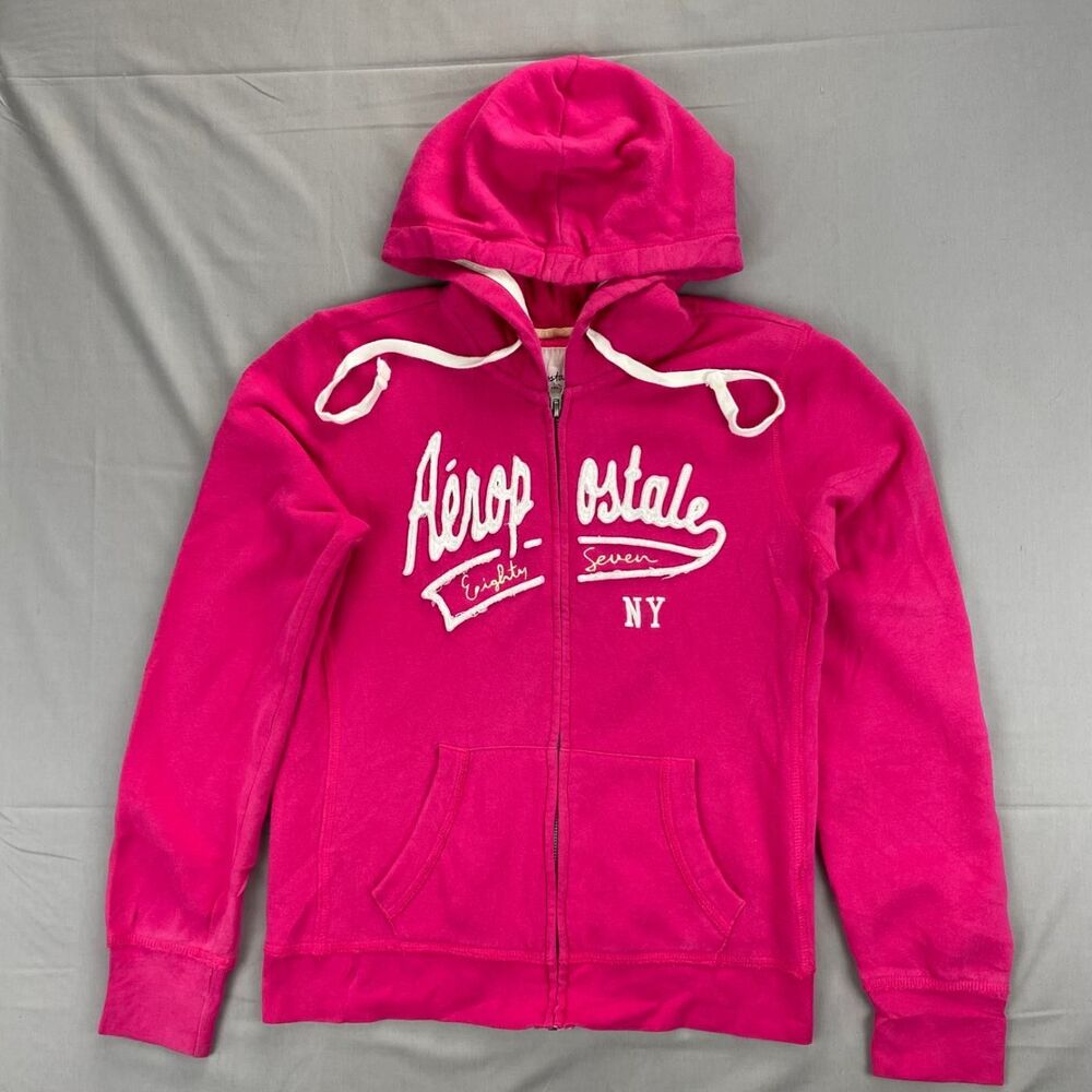 Aeropostale Women's S P Pink Eighty-seven Ny Graphic Zip Hoodie Zip-up Hoodie